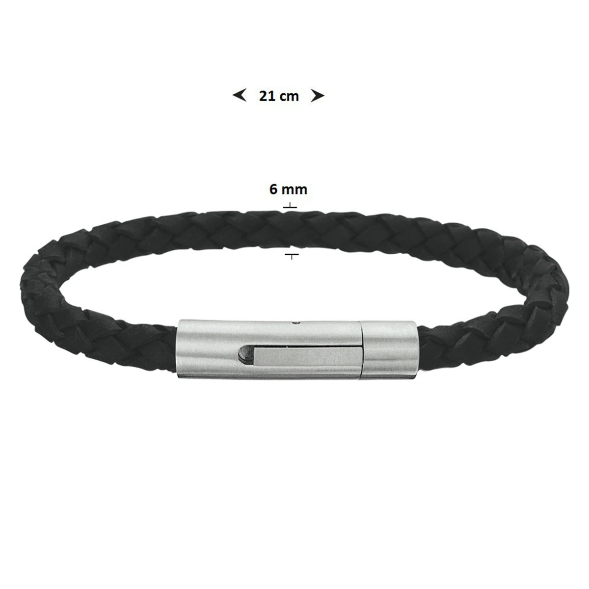 armband leder mat 6 mm 21 cm edelstaal