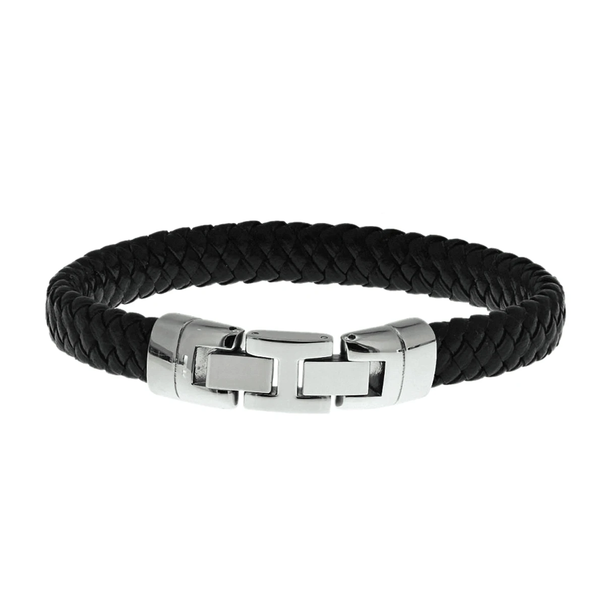 armband leer 10 mm 22,5 cm edelstaal
