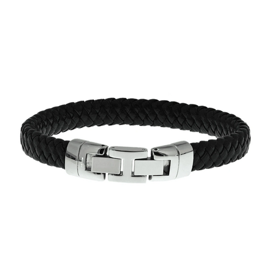 armband leer 10 mm 22,5 cm edelstaal