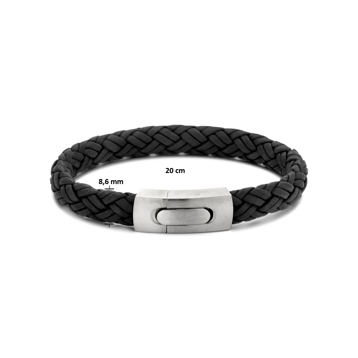 armband leer 10 mm edelstaal