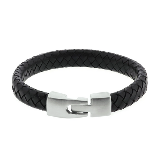 armband leer 11 mm 21,5 cm edelstaal