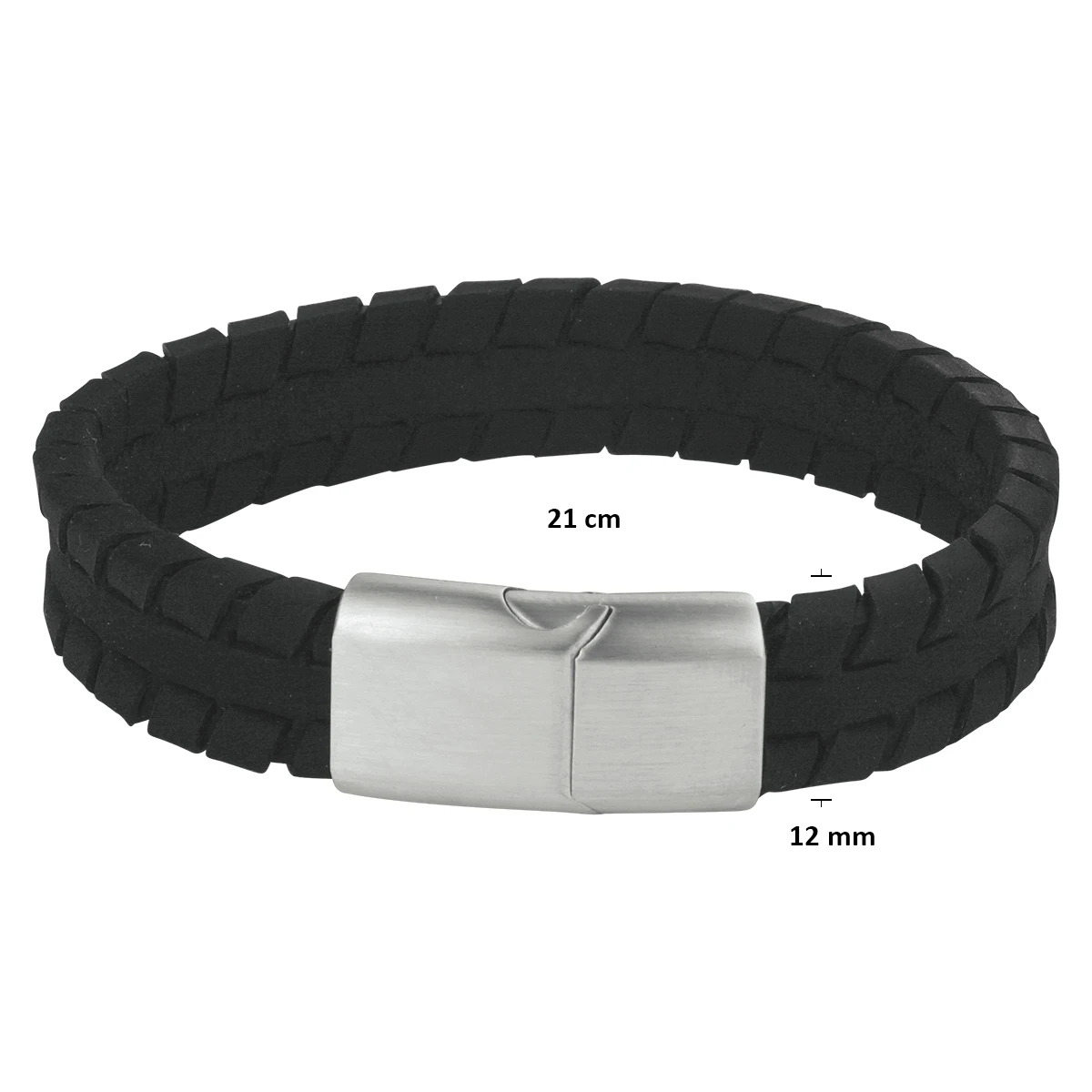 armband leer 12 mm edelstaal