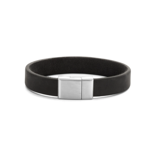armband leer 12 mm edelstaal