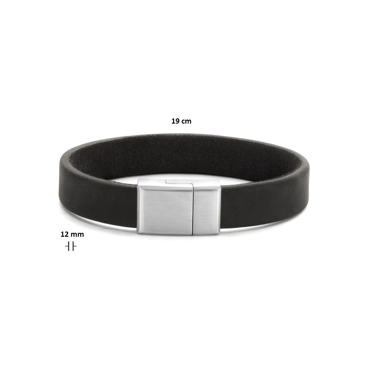 armband leer 12 mm edelstaal