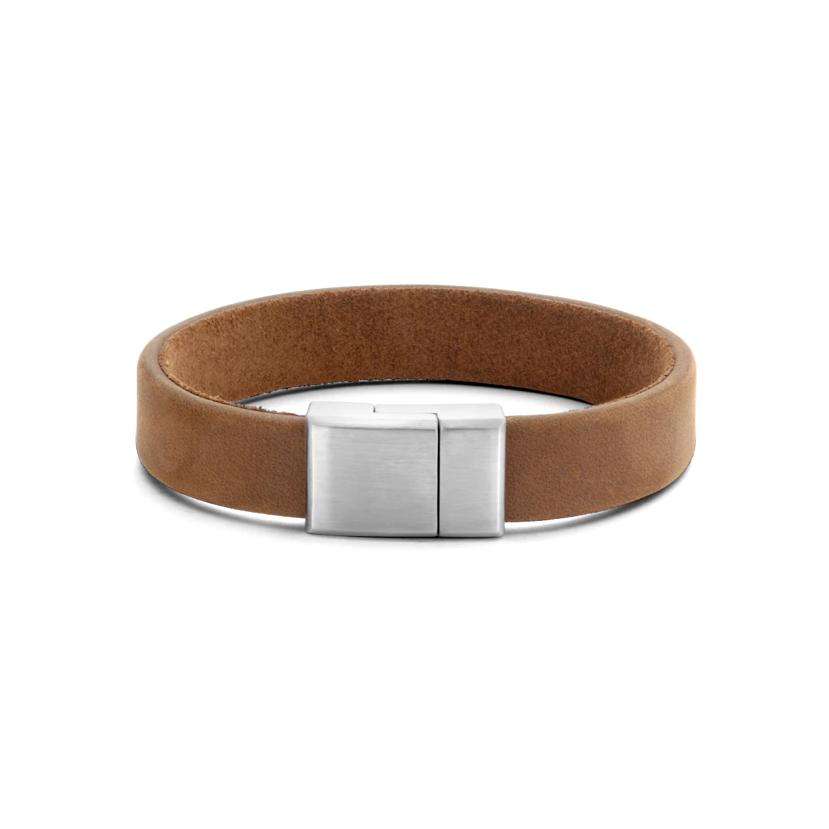 armband leer 12 mm edelstaal