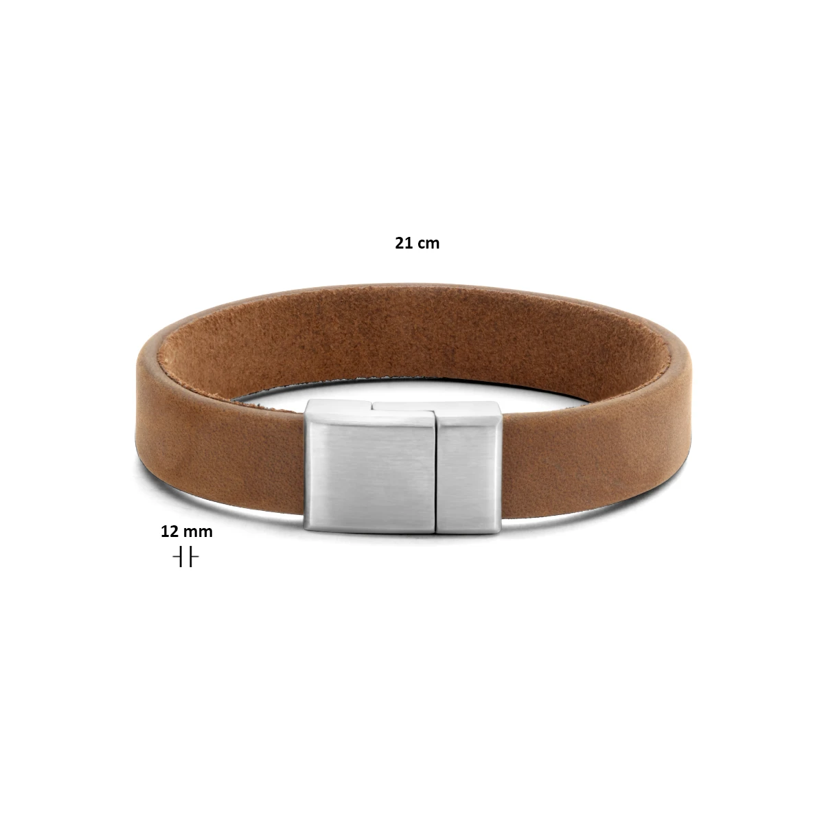 armband leer 12 mm edelstaal