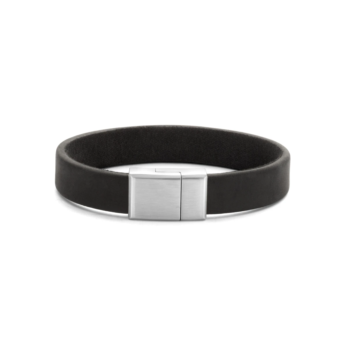 armband leer 12 mm edelstaal