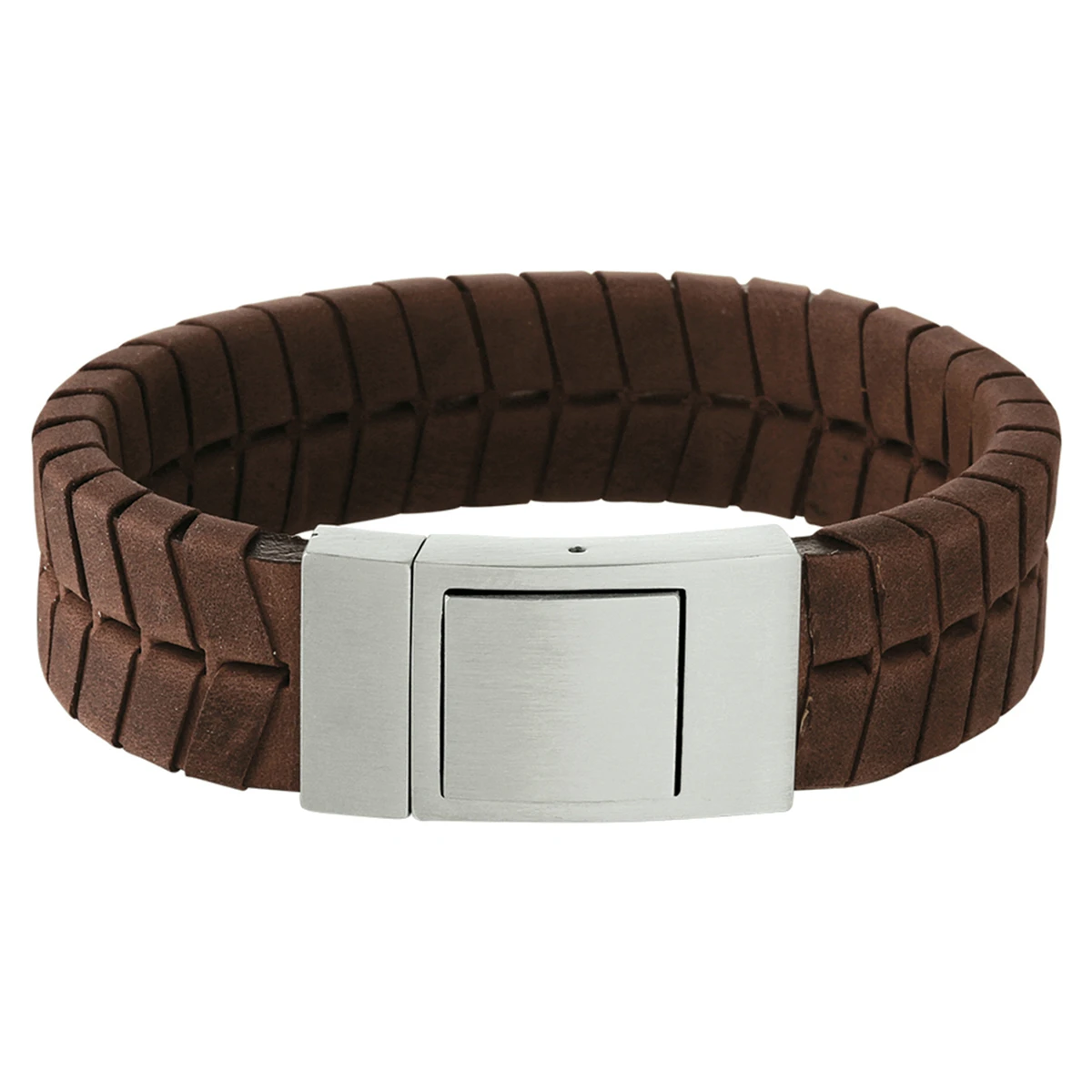 armband leer 18 mm 21 cm edelstaal
