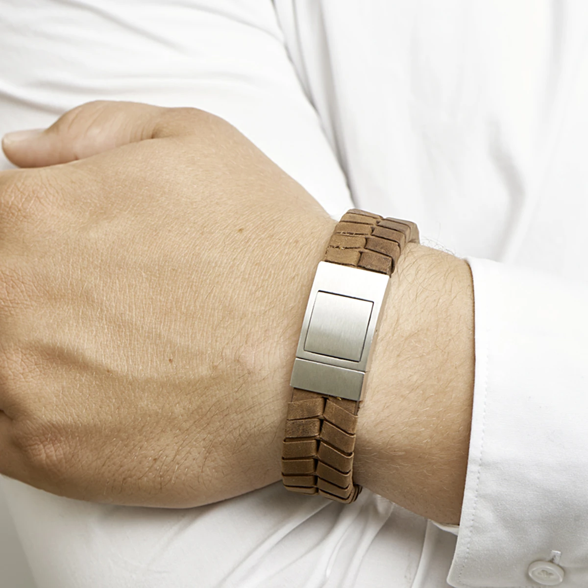 armband leer 18 mm 21 cm edelstaal