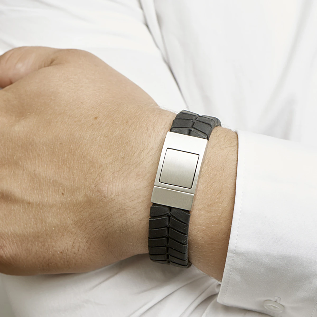 armband leer 18 mm 21 cm edelstaal