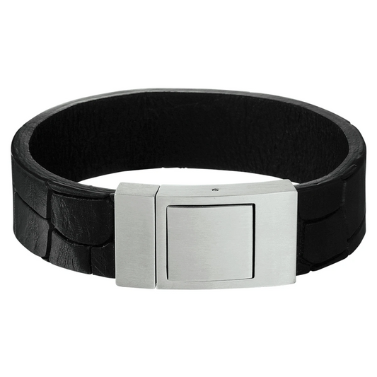 armband leer 18 mm 21 cm edelstaal