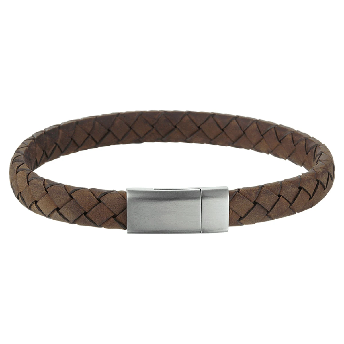 armband leer 8 mm 21 cm edelstaal