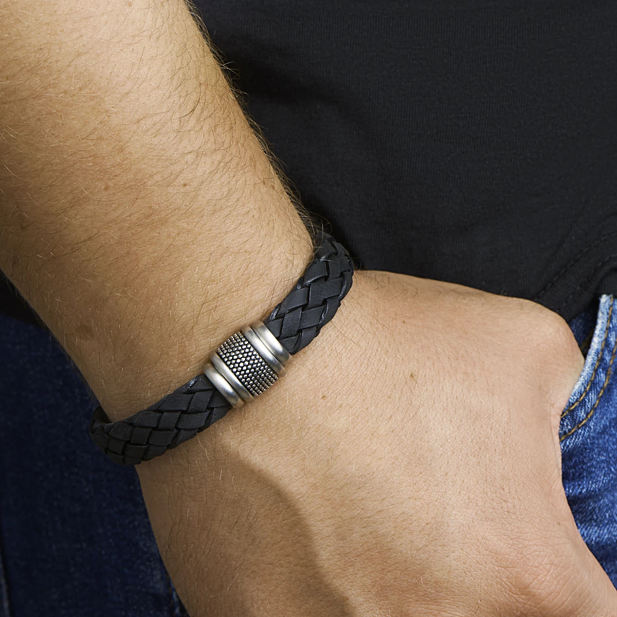 armband leer edelstaal
