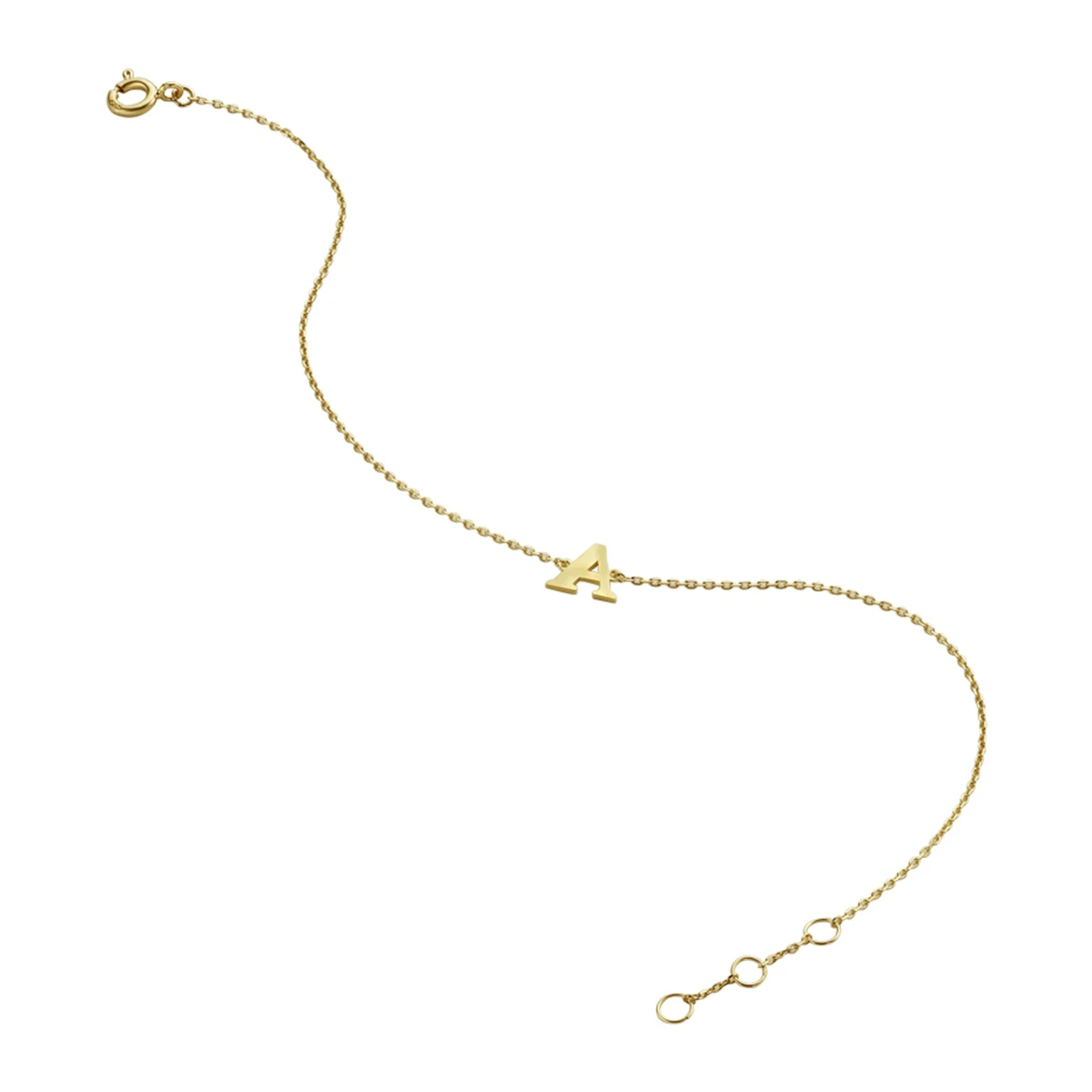 armband letter 16,5 - 17,5 - 18,5 cm 14K geelgoud