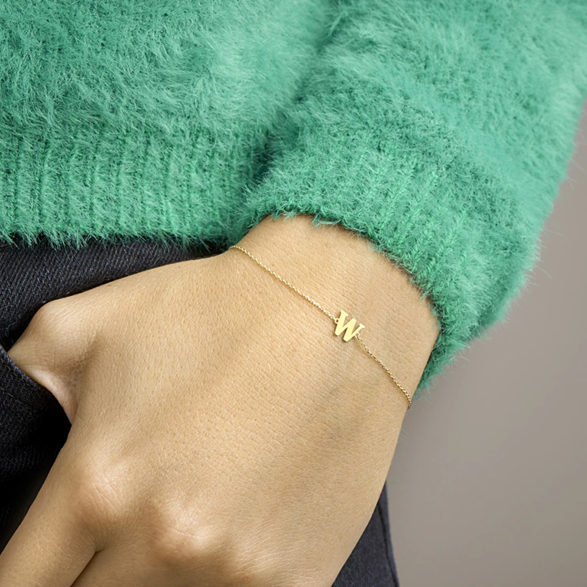 armband letter 16,5 - 17,5 - 18,5 cm 14K geelgoud