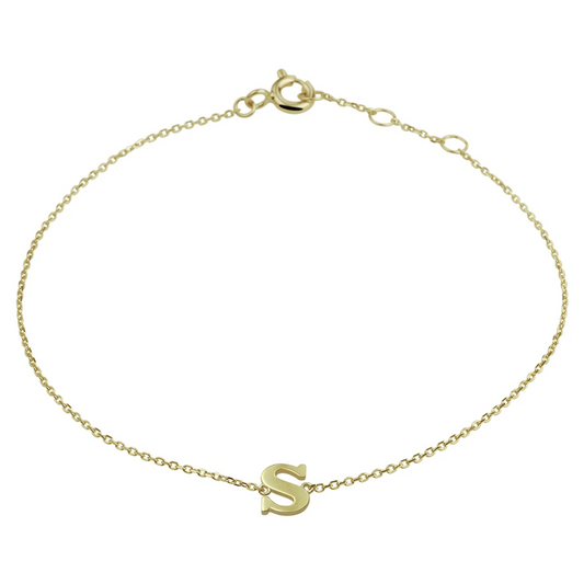 armband letter 16,5 - 17,5 - 18,5 cm 14K geelgoud