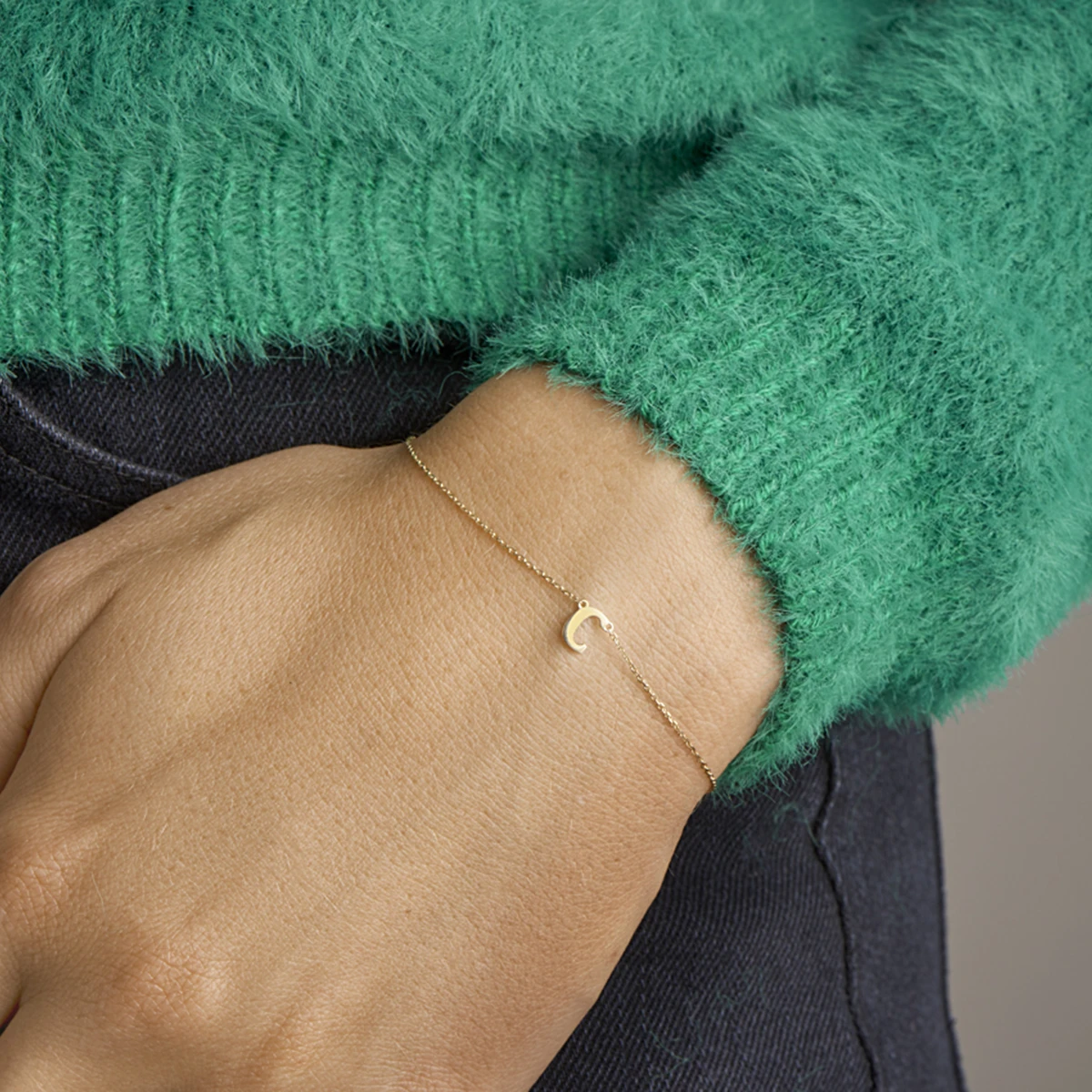 armband letter 16,5 - 17,5 - 18,5 cm 14K geelgoud