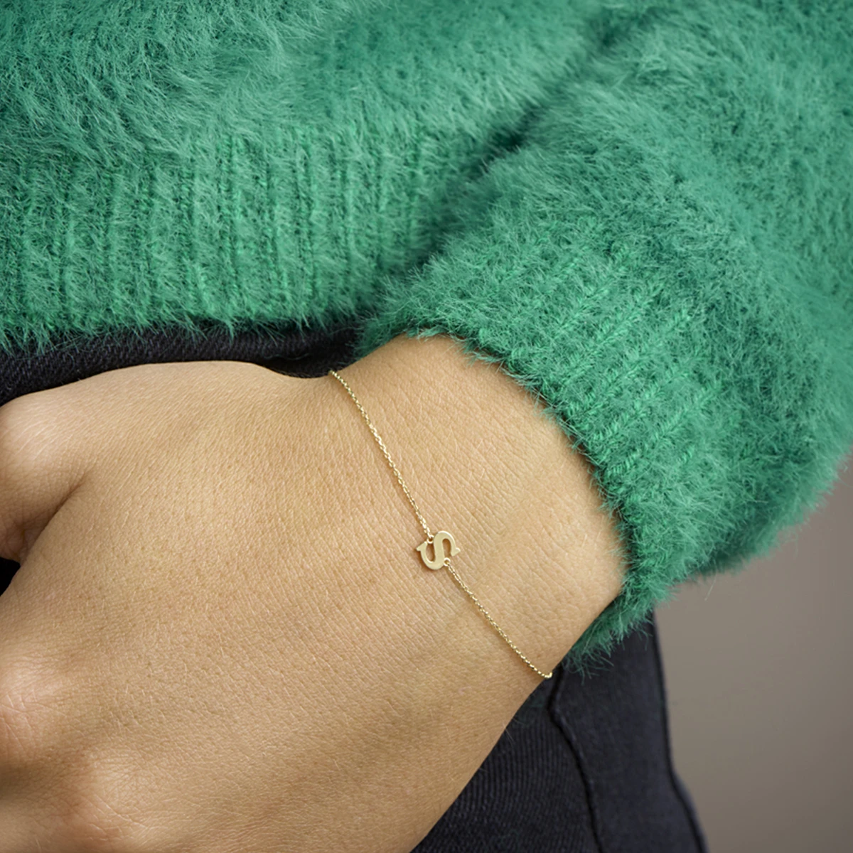 armband letter 16,5 - 17,5 - 18,5 cm 14K geelgoud