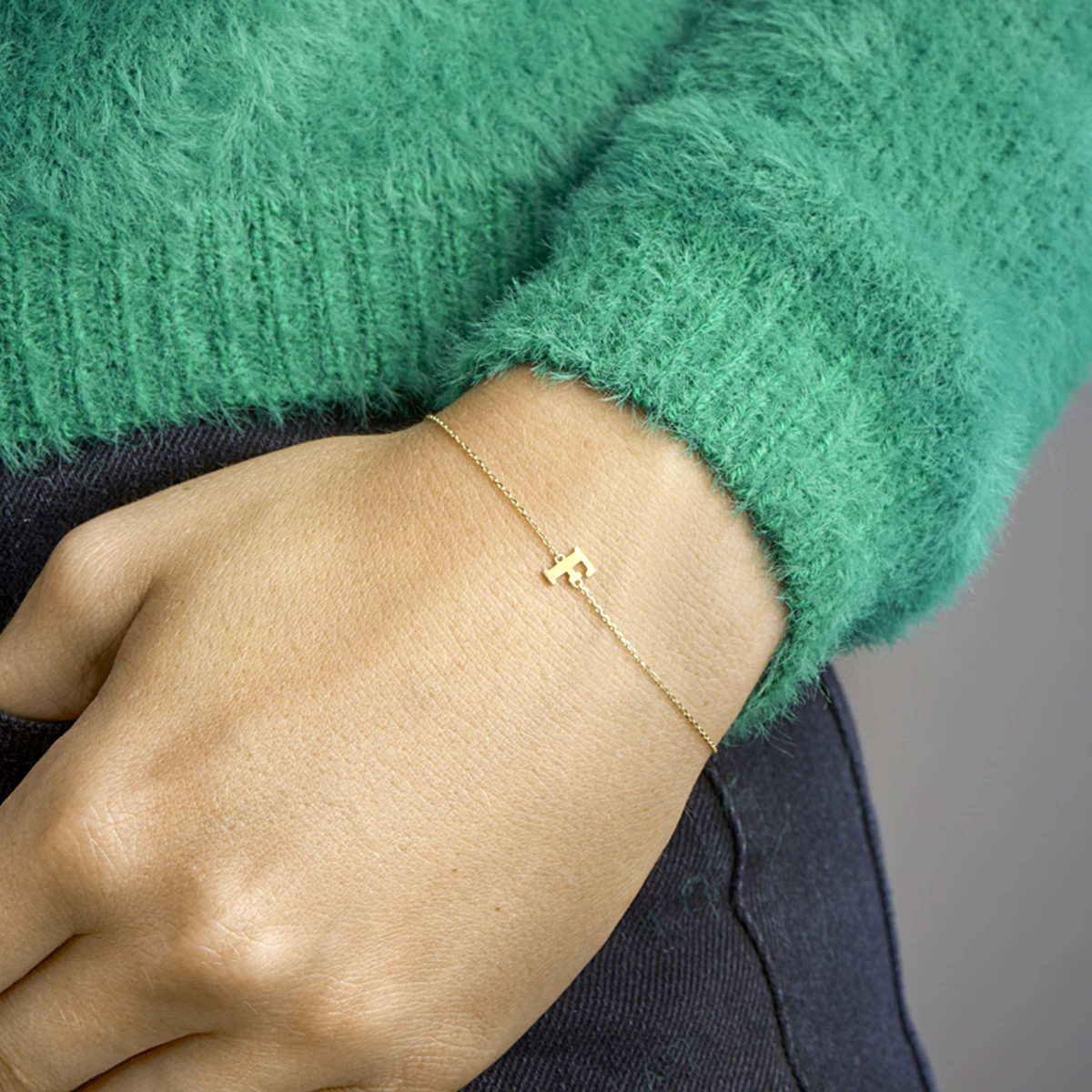 armband letter 16,5 - 17,5 - 18,5 cm 14K geelgoud
