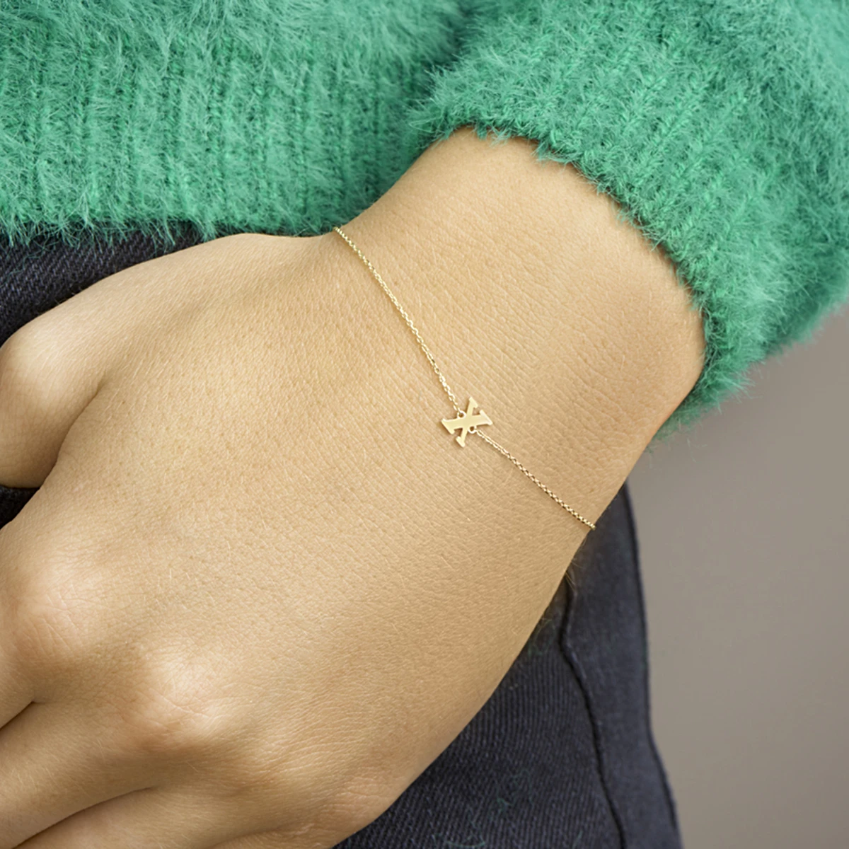 armband letter 16,5 - 17,5 - 18,5 cm 14K geelgoud
