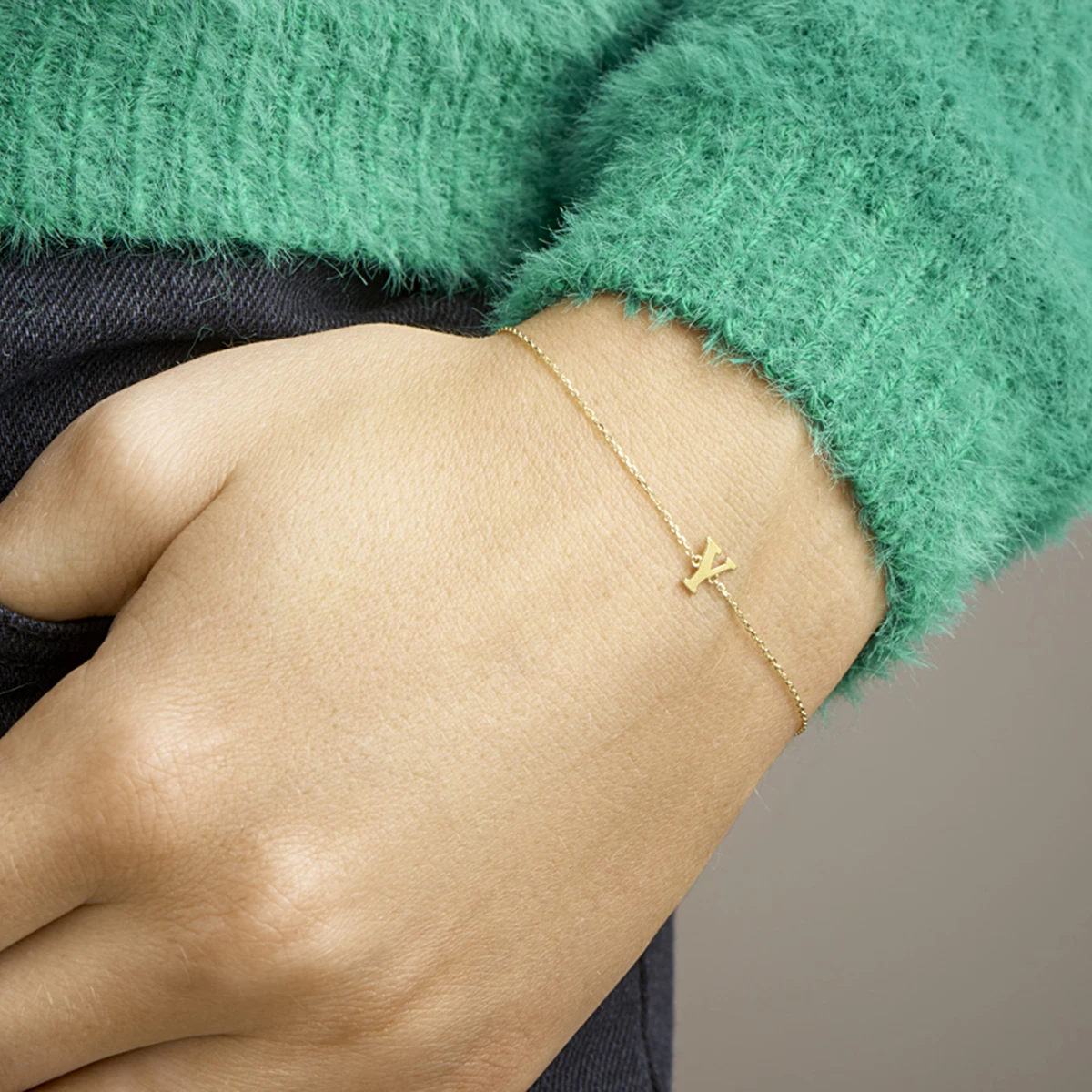 armband letter 16,5 - 17,5 - 18,5 cm 14K geelgoud