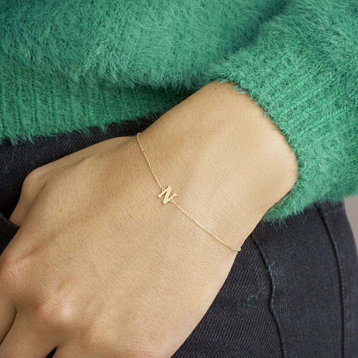 armband letter 16,5 - 17,5 - 18,5 cm 14K geelgoud