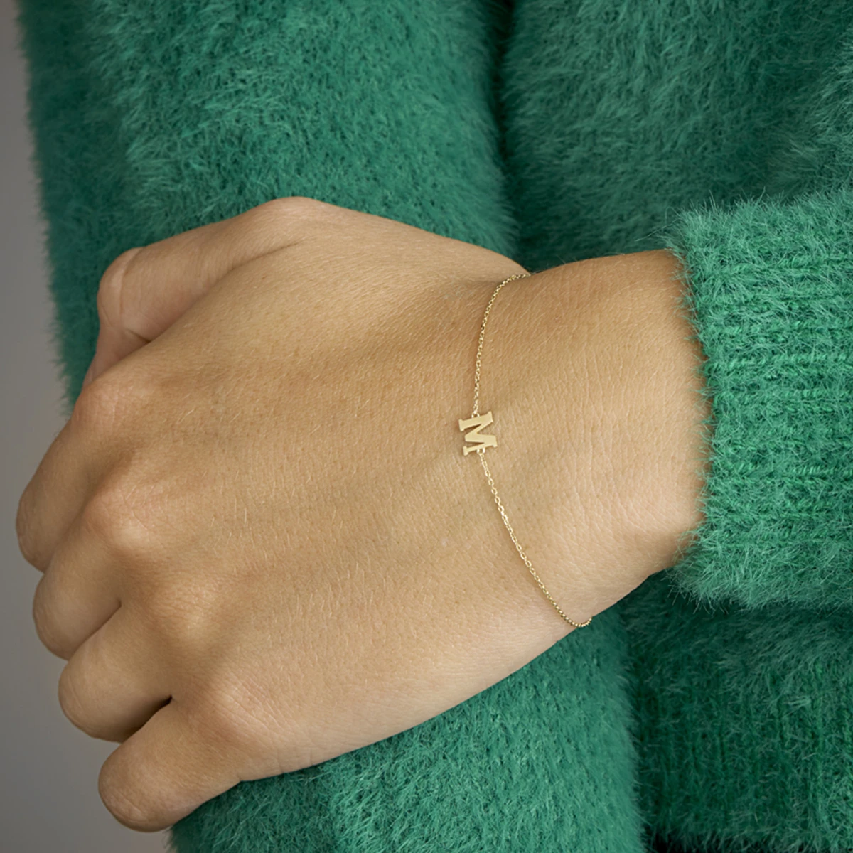 armband letter 16,5 - 17,5 - 18,5 cm 14K geelgoud
