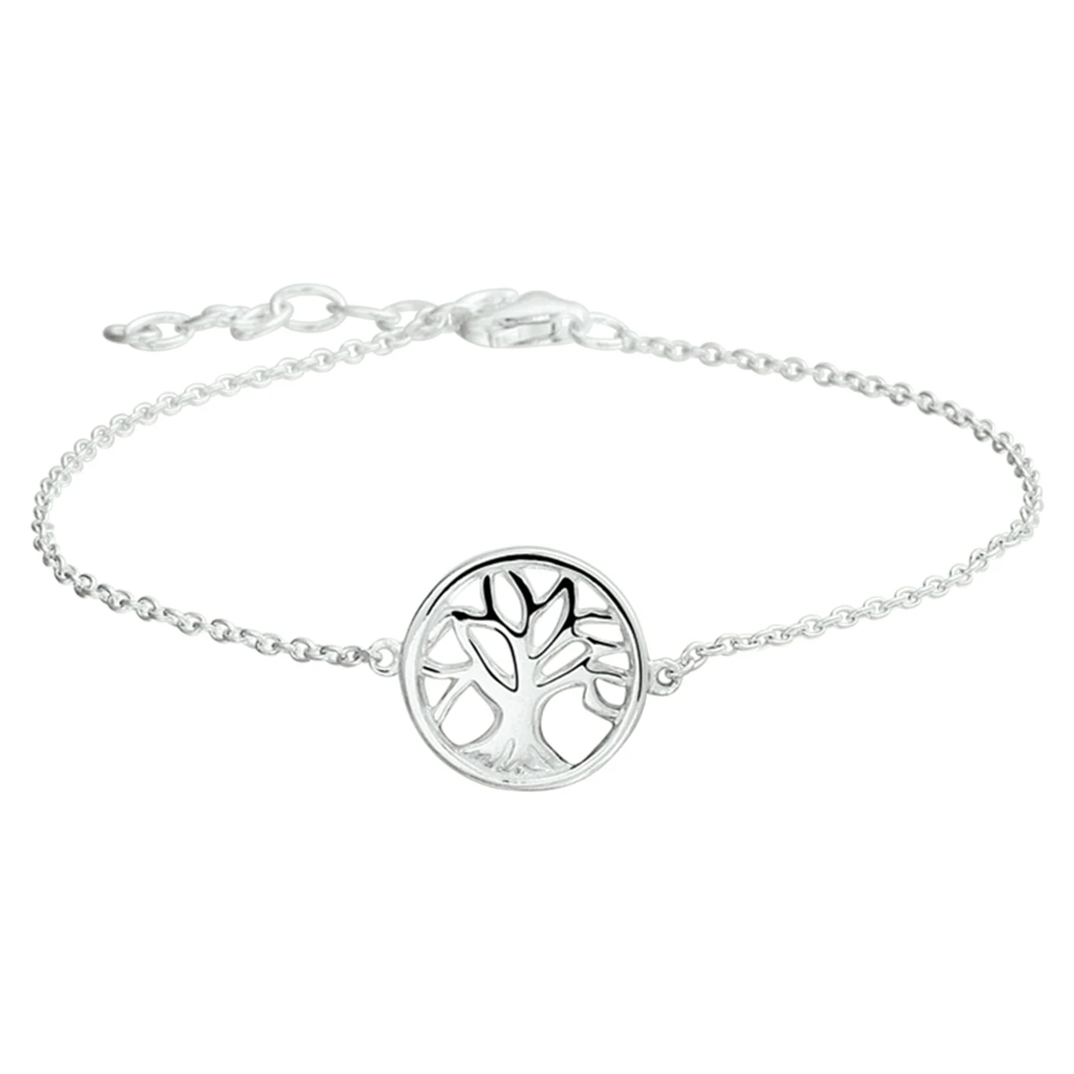armband levensboom 15,5 + 2,5 cm zilver gerhodineerd