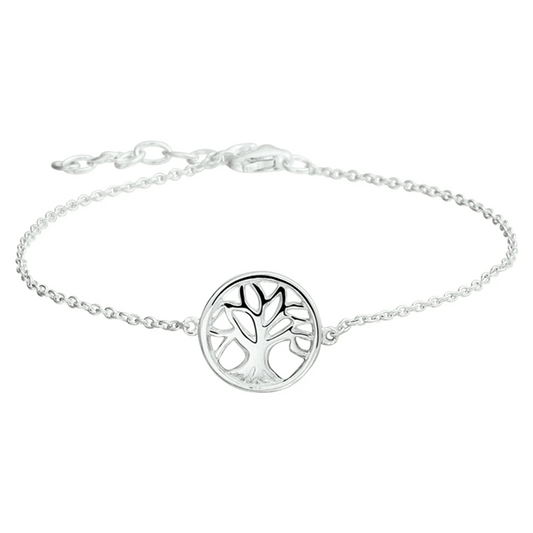 armband levensboom 15,5 + 2,5 cm zilver gerhodineerd