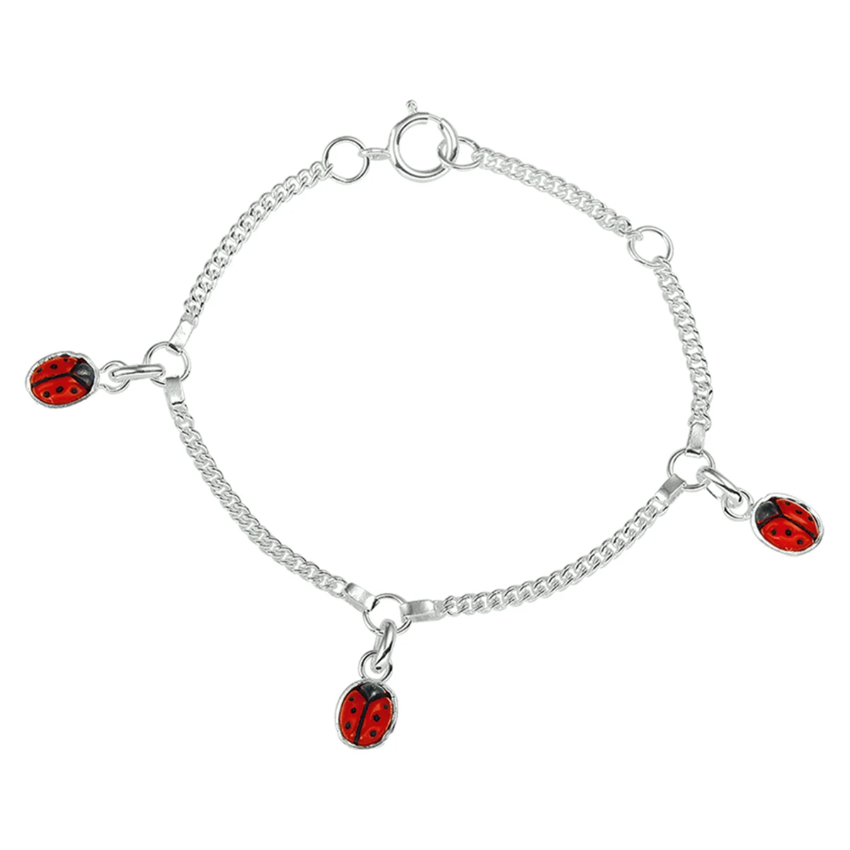armband lieveheersbeestje 9 - 11 cm zilver wit