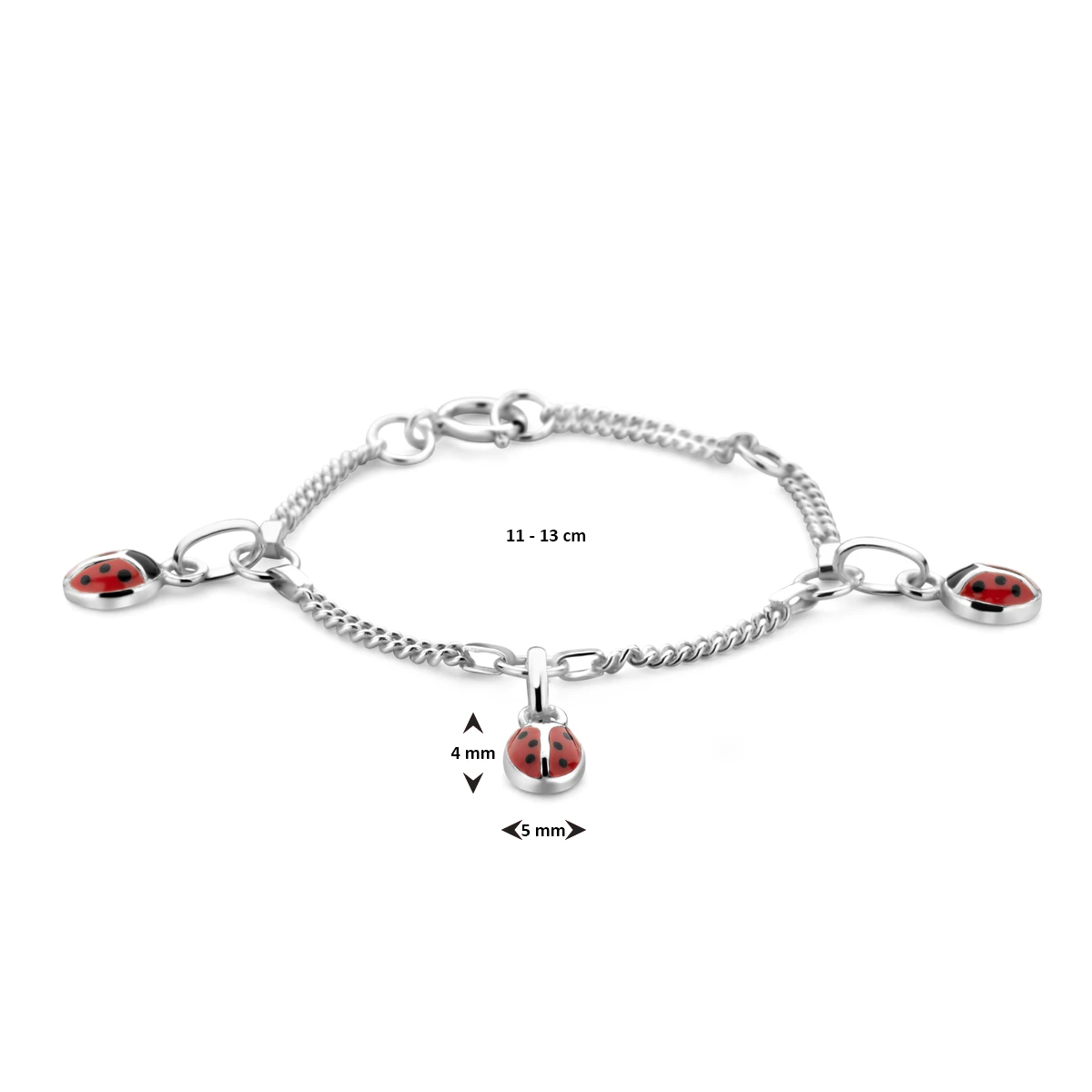 armband lieveheersbeestje emaille zilver wit