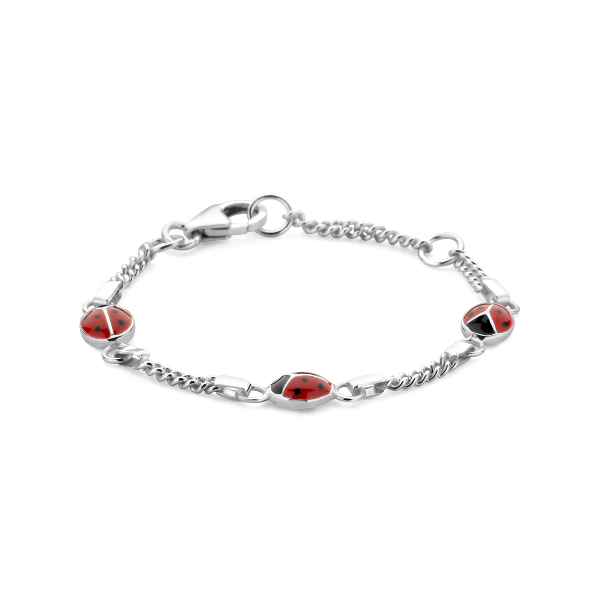armband lieveheersbeestje emaille zilver wit