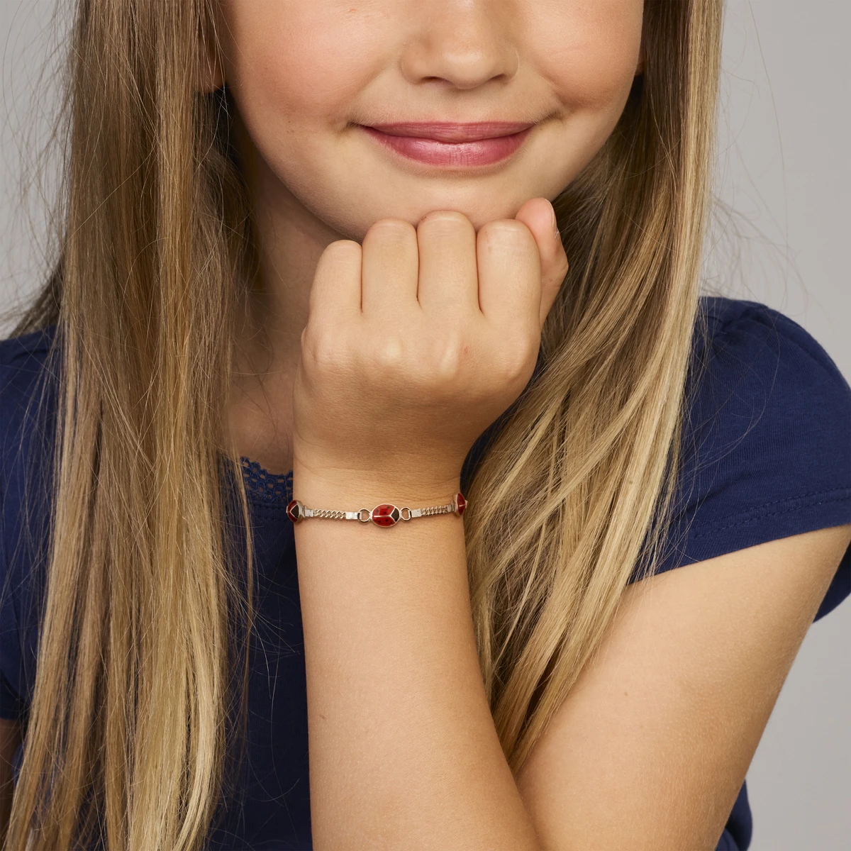 armband lieveheersbeestje emaille zilver wit