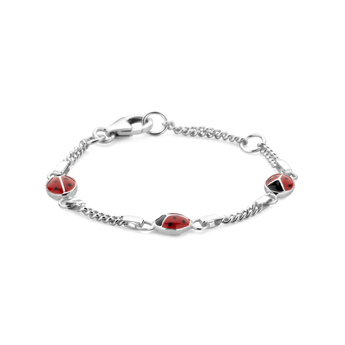 armband lieveheersbeestje emaille zilver wit