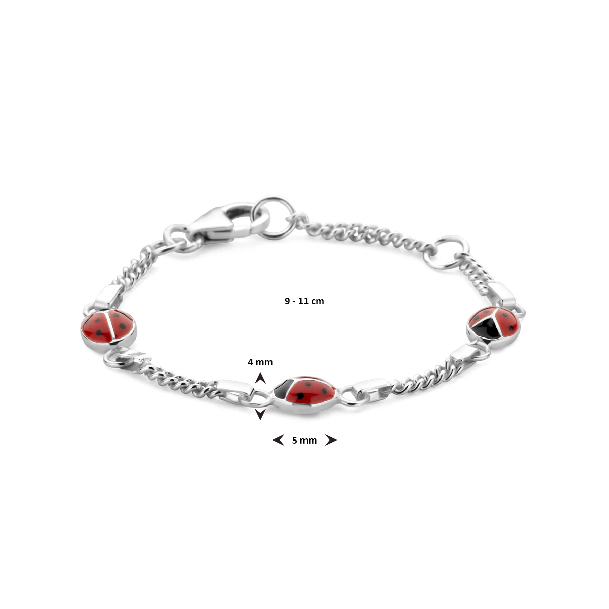 armband lieveheersbeestje emaille zilver wit