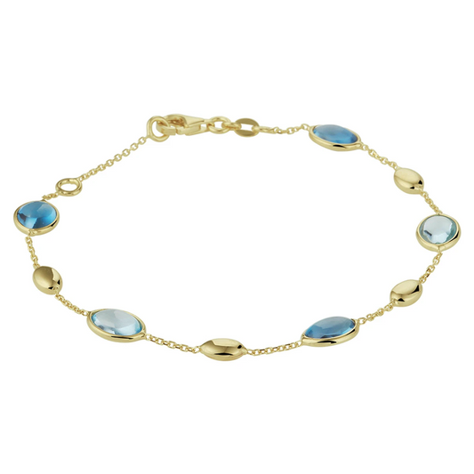 armband london blue en blauw topaas 17 - 19 cm 14K geelgoud