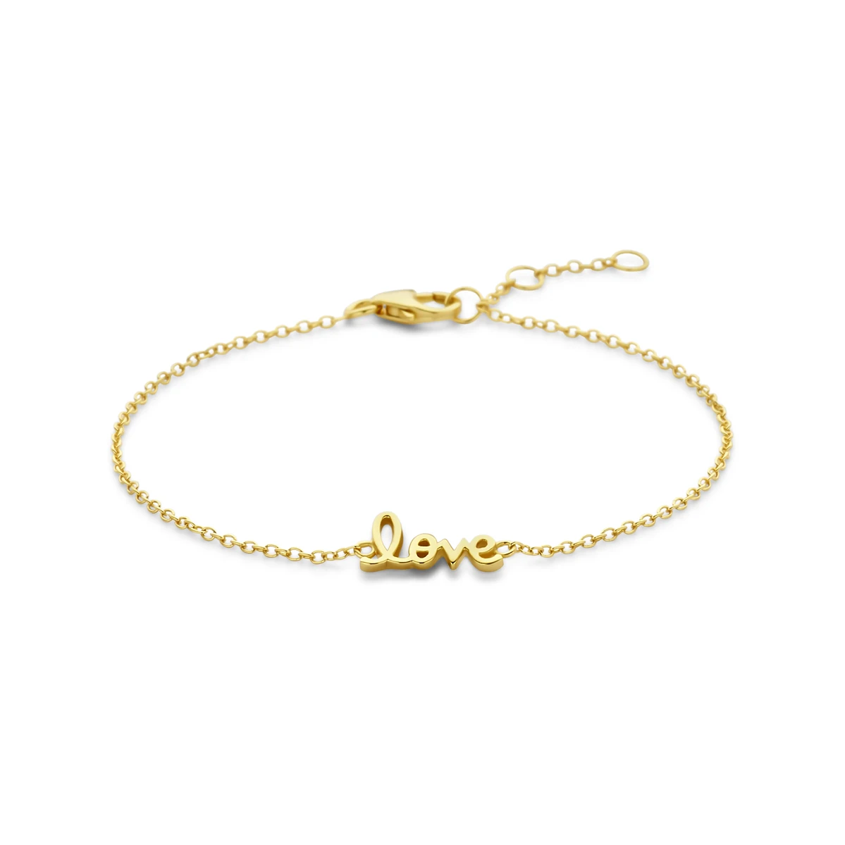 armband love 16,5 - 17,5 - 18,5 cm 3 micron zilver verguld (geel)
