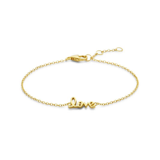 armband love 16,5 - 17,5 - 18,5 cm 3 micron zilver verguld (geel)