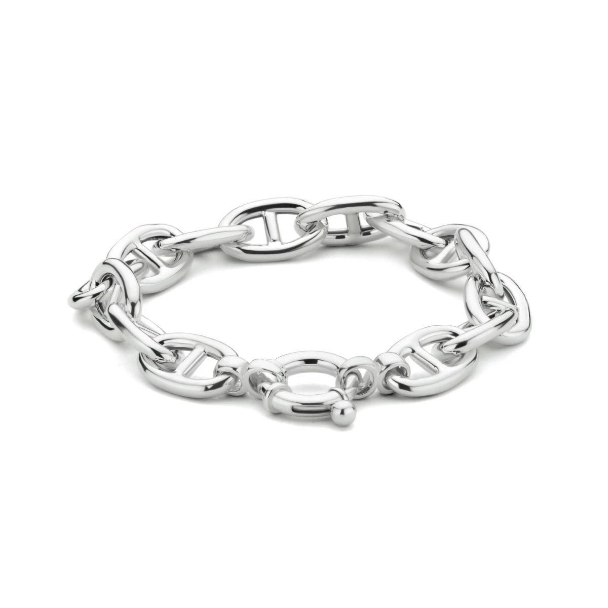 armband marine 10,3 mm 19 cm met groot veerslot zilver gerhodineerd