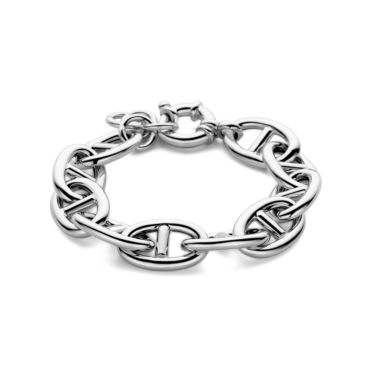 armband marine 15,5 mm 20 + 2,5 cm met groot springslot zilver gerhodineerd