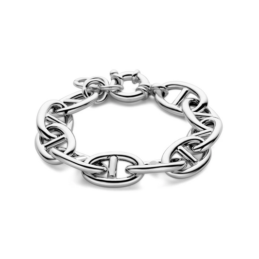 armband marine 15,5 mm 20 + 2,5 cm met groot springslot zilver gerhodineerd