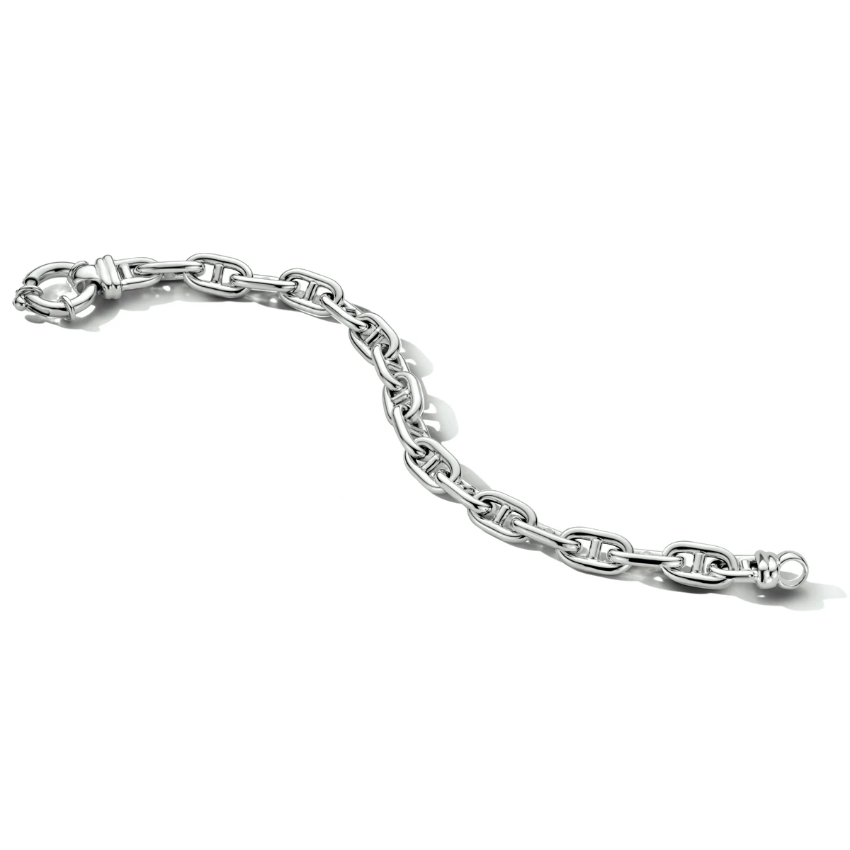 armband marine 7,6 mm 19 cm met groot veerslot zilver gerhodineerd