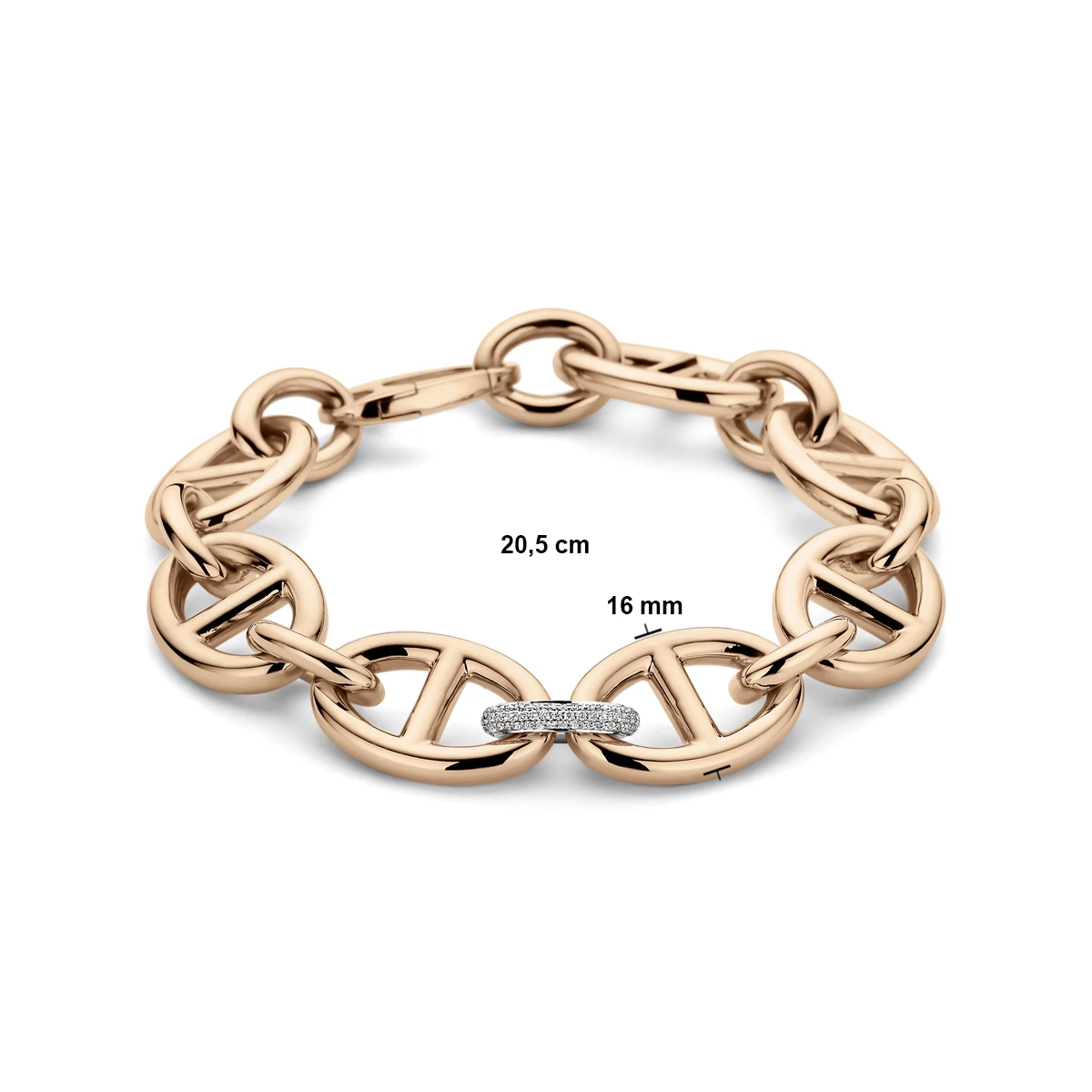 armband marine diamant 0.34ct g vsi 16 mm 20,5 cm 18K bicolor goud rosé/wit