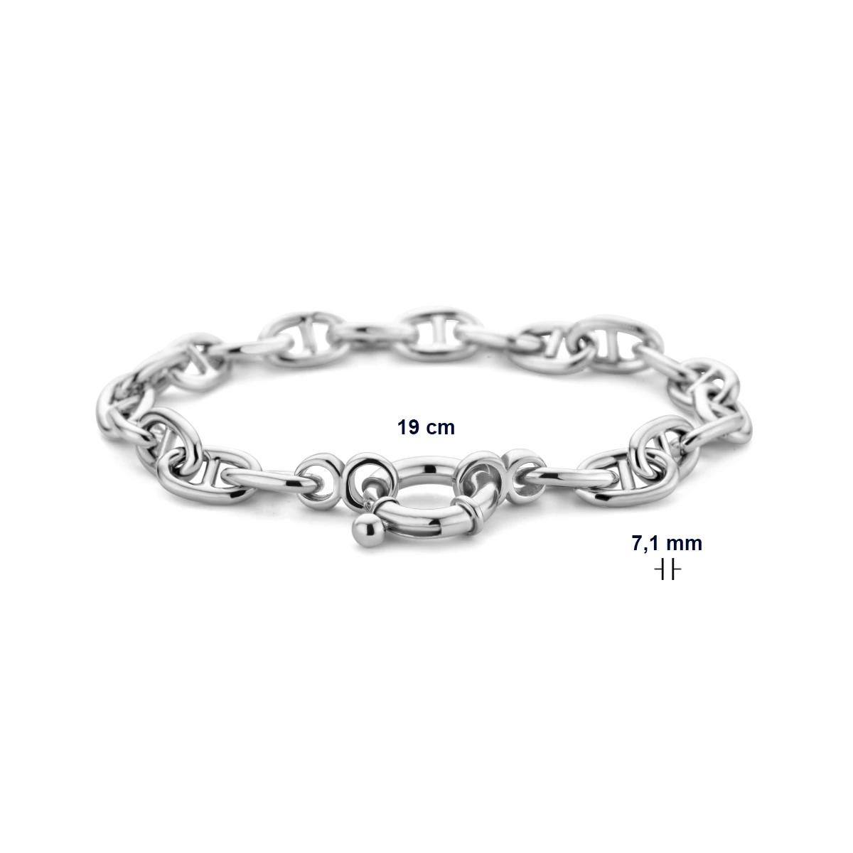 armband marine met groot veerslot 7,1 mm 19 cm zilver gerhodineerd