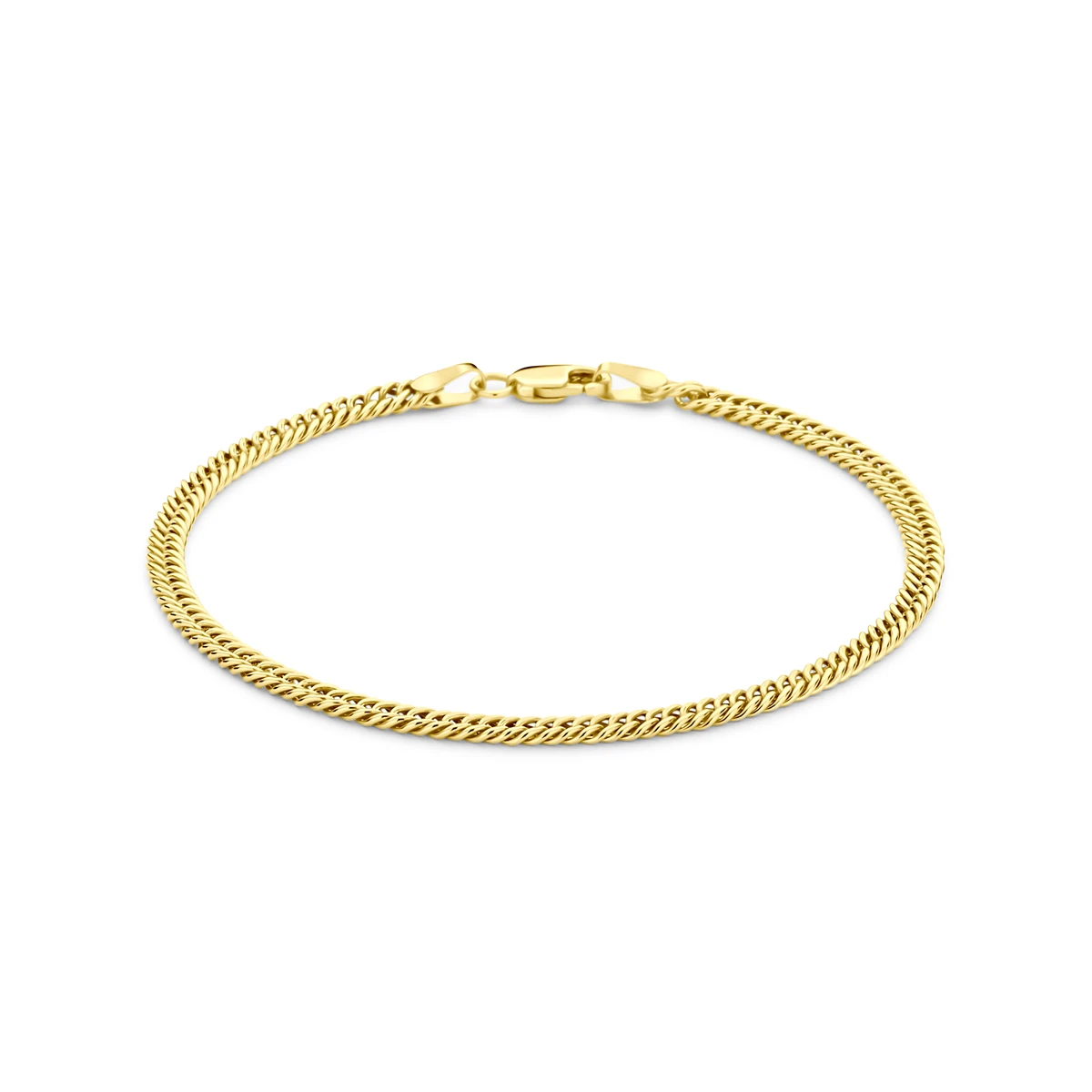 armband massief 3 mm 18,5 cm silgold (geel met zilverkern)