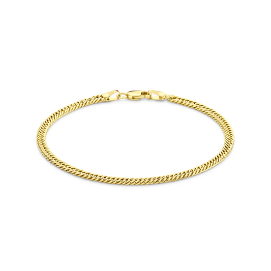 armband massief 3 mm 18,5 cm silgold (geel met zilverkern)