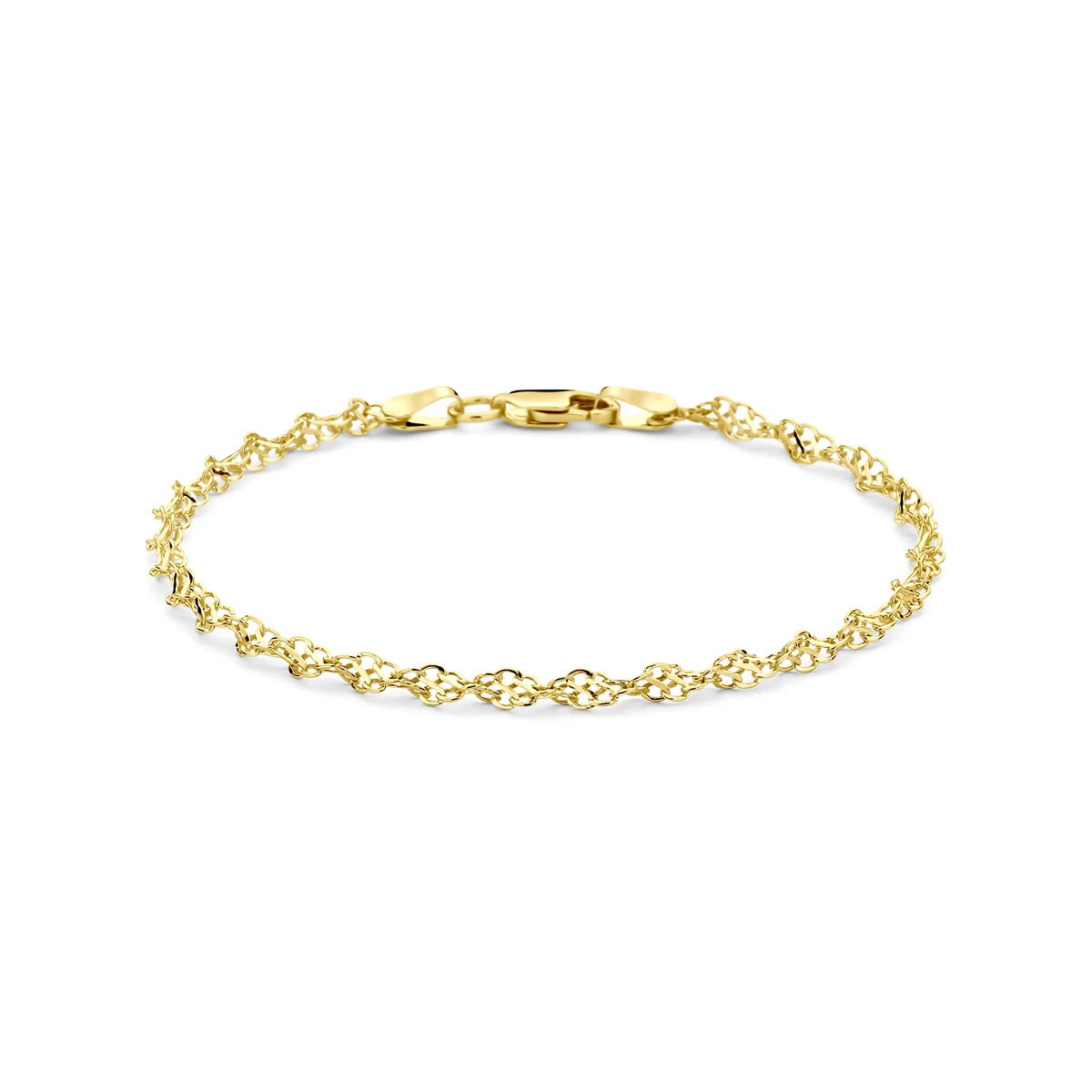 armband massief 3,2 mm 18,5 cm silgold (geel met zilverkern)