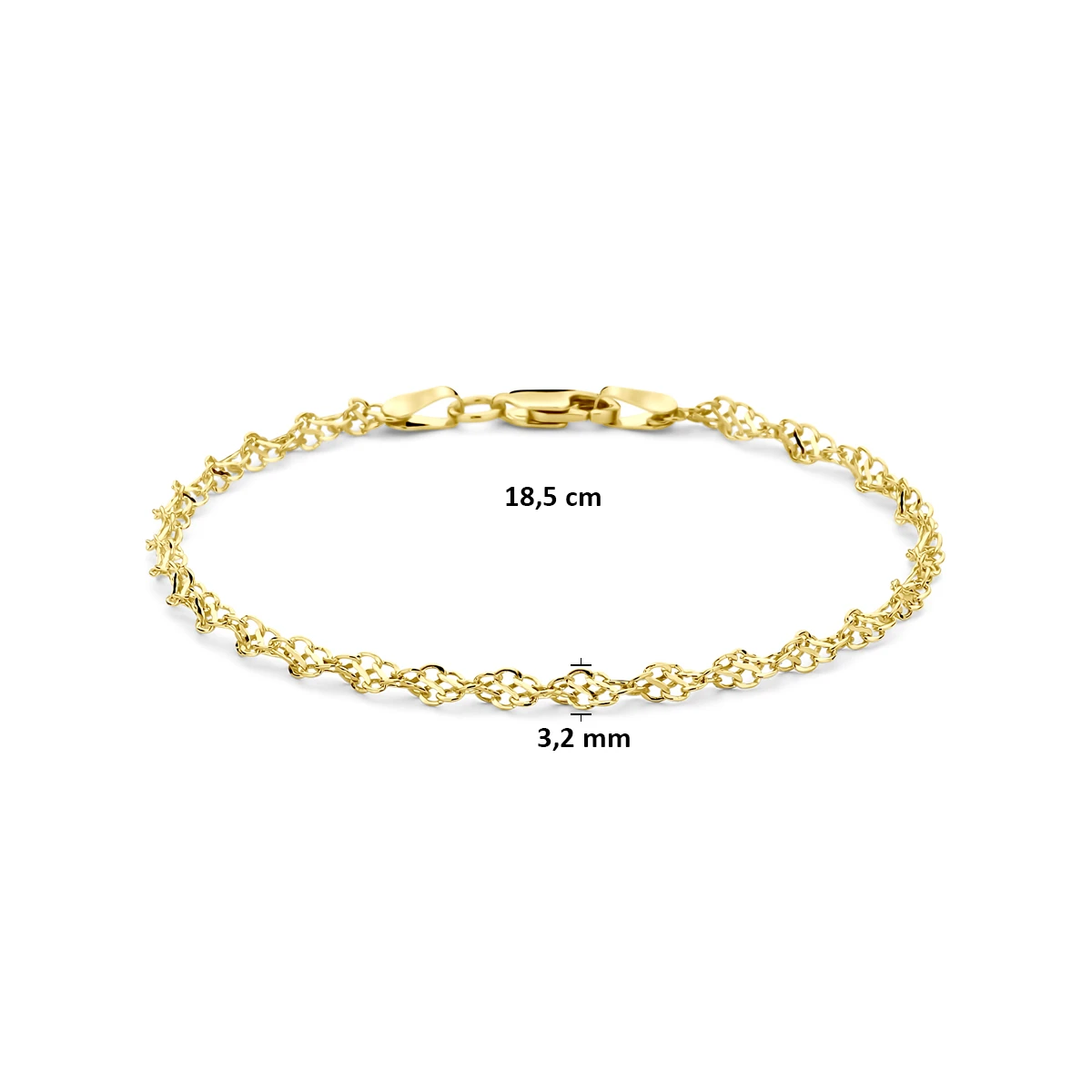 armband massief 3,2 mm 18,5 cm silgold (geel met zilverkern)