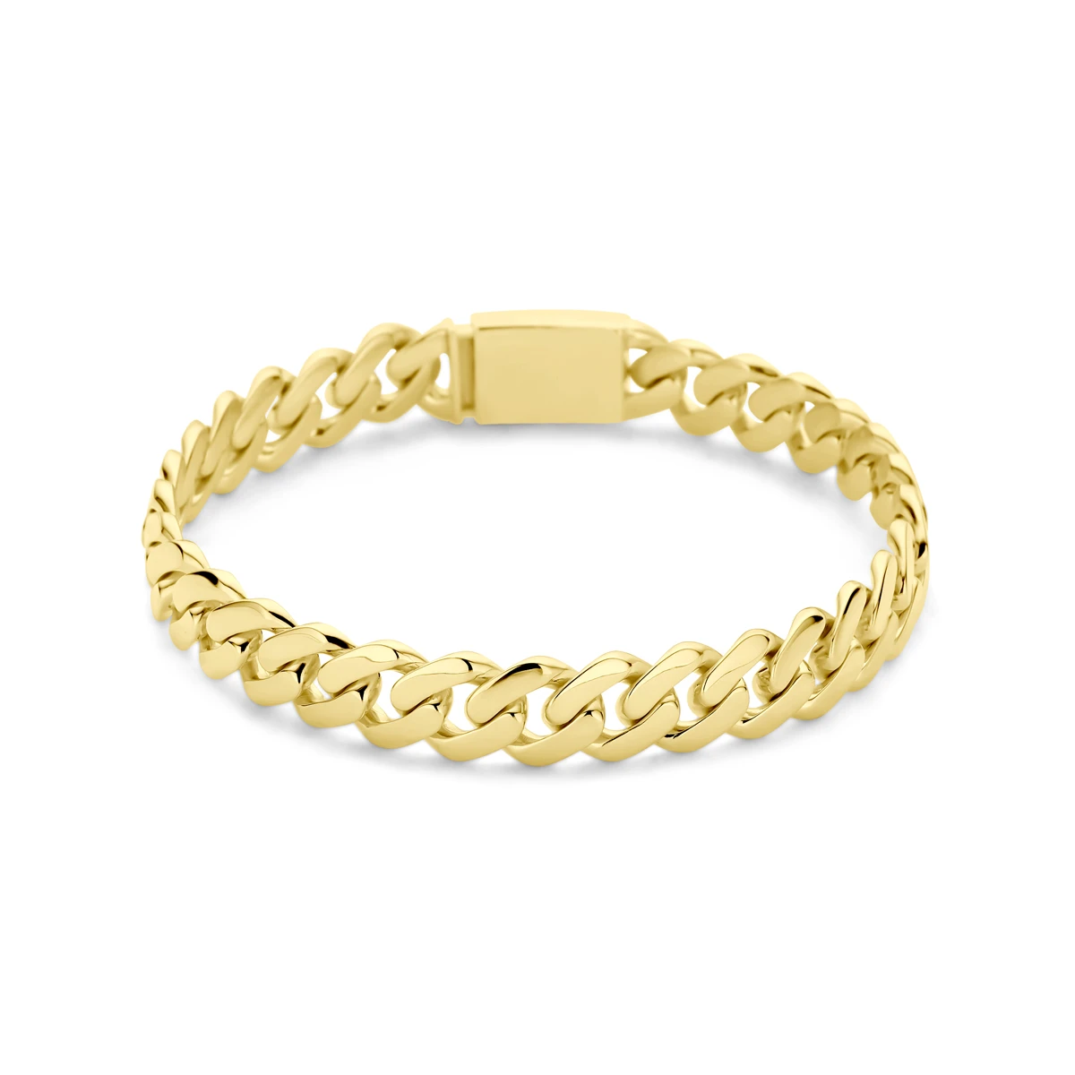 armband massief gourmette 10 mm  21 cm 18K geelgoud