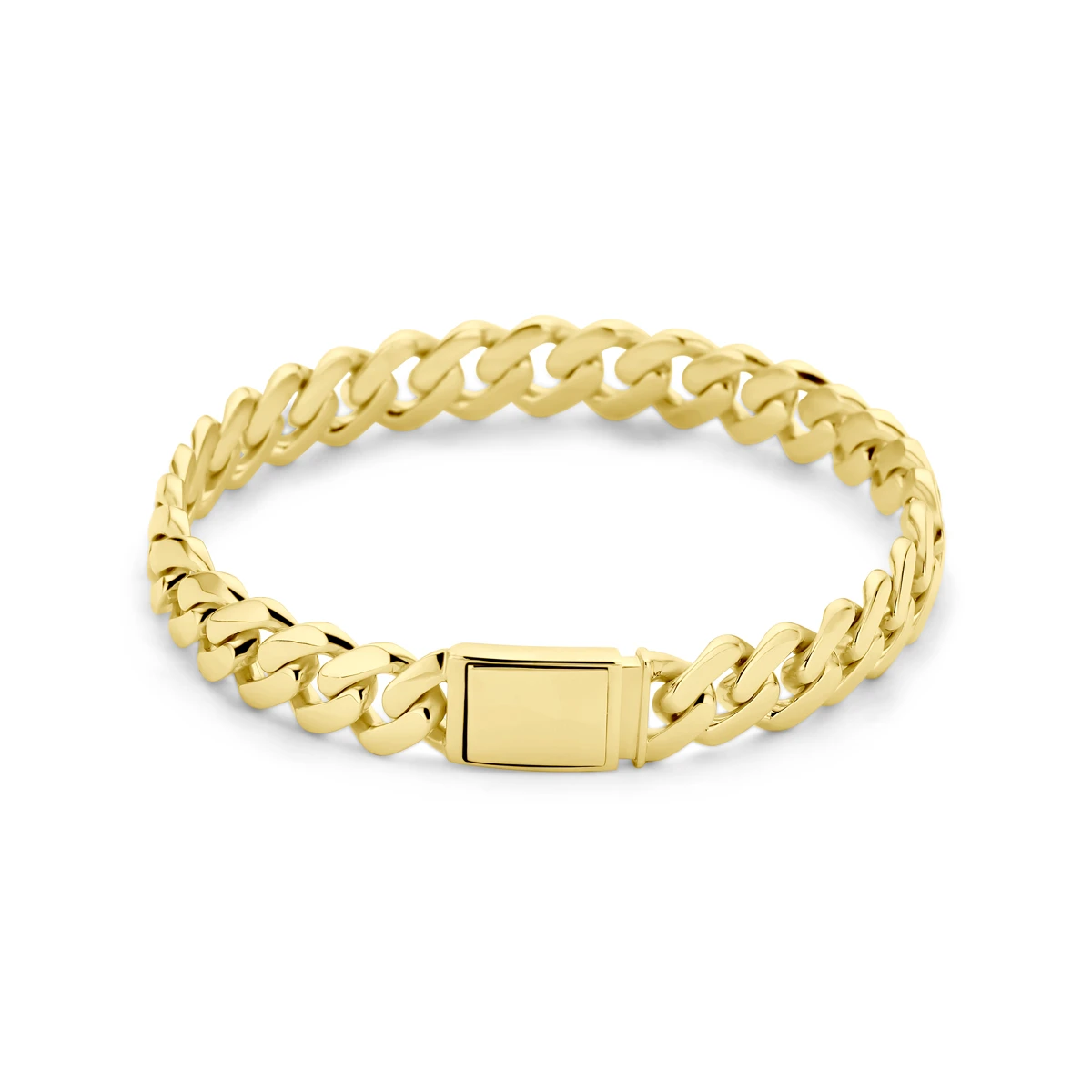 armband massief gourmette 10 mm  21 cm 18K geelgoud